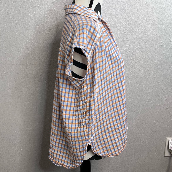 Pilcro and The Letterpress The Serena Surf Plaid Button Down Front Top - Picture 9 of 14